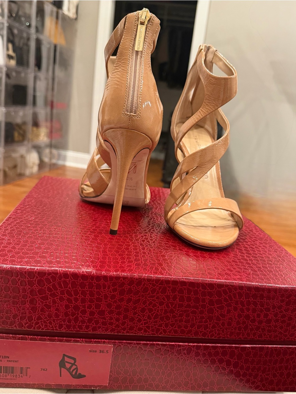 Tamara Mellon Tan Strappy Stiletto Sandals